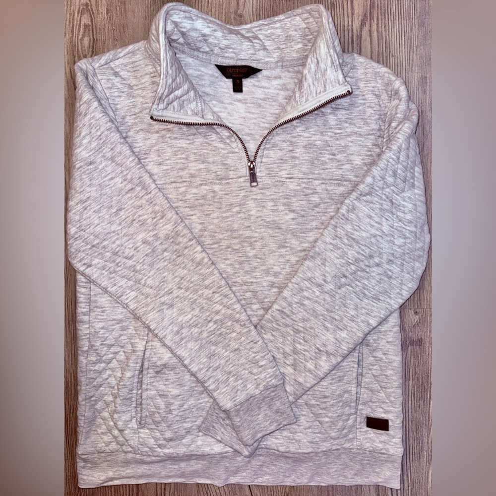 Men's Light Gray Zip-Up Sweater